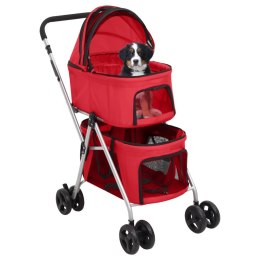 Dwupiętrowy, składany wózek dla psa, czerwony, 83x48x97 cm