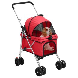 Składany wózek dla psa, czerwony, 76x50x100 cm, tkanina Oxford