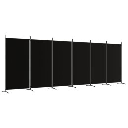 Parawan 6-panelowy, czarny, 520x180 cm, tkanina