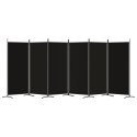 Parawan 6-panelowy, czarny, 520x180 cm, tkanina