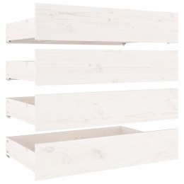Szuflady pod łóżko, 4 szt., białe, lite drewno sosnowe