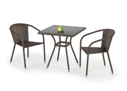 MOBIL stół ogrodowy, kolor: szkło - czarny, ratan - c.brąz