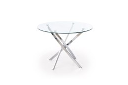 RAYMOND stół, blat - transparentny, nogi - chrom