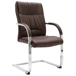 Krzesło biurowe, wspornikowe, brązowe, sztuczna skóra