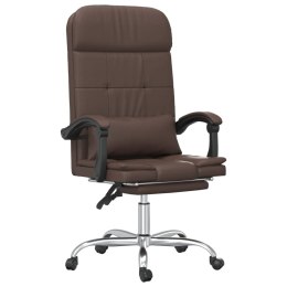 Rozkładane, masujące krzesło biurowe, brązowe, sztuczna skóra
