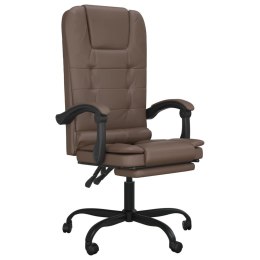 Rozkładane, masujące krzesło biurowe, brązowe, sztuczna skóra