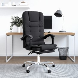 Rozkładane, masujące krzesło biurowe, czarne, sztuczna skóra