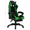 Fotel dla gracza z RGB LED, zielono-czarny, sztuczna skóra