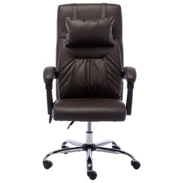 Krzesło biurowe z funkcją masażu, brązowe, sztuczna skóra