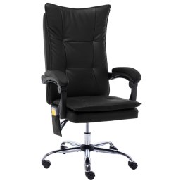 Krzesło biurowe z funkcją masażu, czarne, obite sztuczną skórą