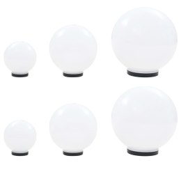 Zestaw 6 kulistych lamp ogrodowych LED, 20/30/40 cm, PMMA