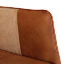 Fotel bujany z podnóżkiem, brązowy, skóra naturalna i płótno