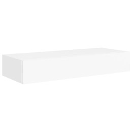 Półka ścienna z szufladą, biała, 60 x 23,5 x 10 cm, MDF
