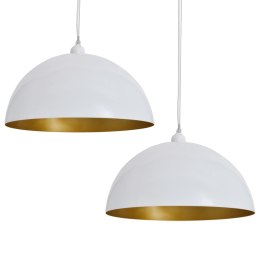 Lampy sufitowe, 2 szt., regulowana długość, półokrągłe, białe