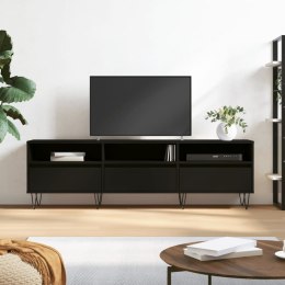 Szafka pod TV, czarna, 150x30x44,5 cm, materiał drewnopochodny