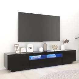 Szafka TV z oświetleniem LED, czarna, 200x35x40 cm
