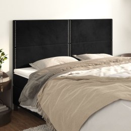 Zagłówki do łóżka, 4 szt., czarne, 90x5x78/88 cm, aksamit