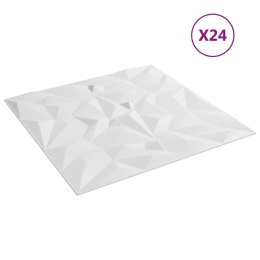 Panele ścienne, 24 szt., białe, 50x50 cm, EPS, 6 m², ametyst