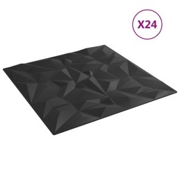 Panele ścienne, 24 szt., czarne, 50x50 cm, EPS, 6 m², ametyst