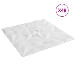 Panele ścienne, 48 szt., białe, 50x50 cm, EPS, 12 m², ametyst