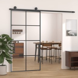 Drzwi przesuwne, czarne, 102,5x205 cm, szkło ESG i aluminium