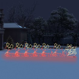 6 świątecznych reniferów z saniami, XXL, 2160 LED, 7 m