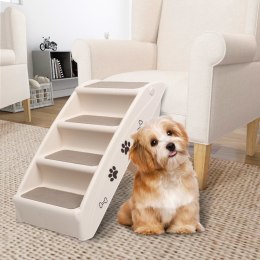 Składane schodki dla psa, kremowe, 62 x 40 x 49,5 cm