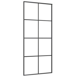 Drzwi przesuwne, aluminium i szkło ESG, 90x205 cm, czarne
