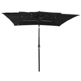 3-poziomowy parasol na aluminiowym słupku, czarny, 2,5x2,5 m