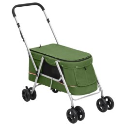 Składany wózek dla psa, zielony, 100x49x96 cm, lniana tkanina