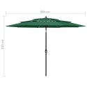 3-poziomowy parasol na aluminiowym słupku, zielony, 3 m