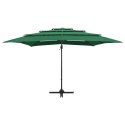 4-poziomowy parasol na aluminiowym słupku, zielony, 250x250 cm