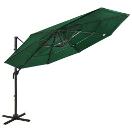 4-poziomowy parasol na aluminiowym słupku, zielony, 3x3 m