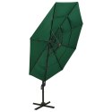 4-poziomowy parasol na aluminiowym słupku, zielony, 3x3 m