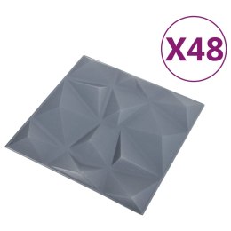 Panele ścienne 3D, 48 szt., 50x50 cm, diamentowa szarość, 12 m²