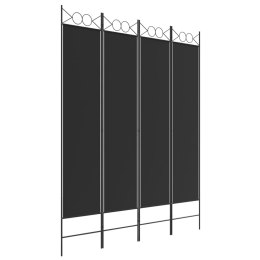 Parawan 4-panelowy, czarny, 160x200 cm, tkanina