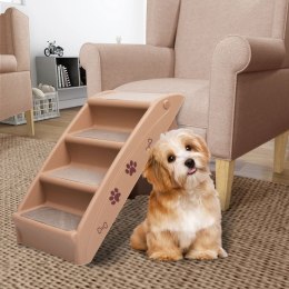 Składane schodki dla psa, brązowe, 62 x 40 x 49,5 cm