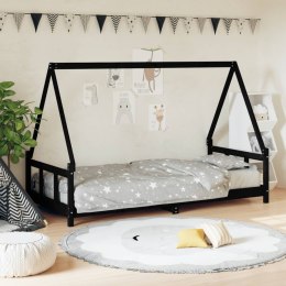 Rama łóżka, czarna, 90x200 cm, lite drewno sosnowe