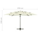 4-poziomowy parasol na aluminiowym słupku, piaskowy, 250x250 cm