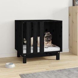 Domek dla psa, czarny, 60x45x57 cm, lite drewno sosnowe