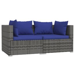 2-osobowa sofa ogrodowa z poduszkami, polirattan, szara