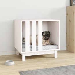Domek dla psa, biały, 60x45x57 cm, lite drewno sosnowe
