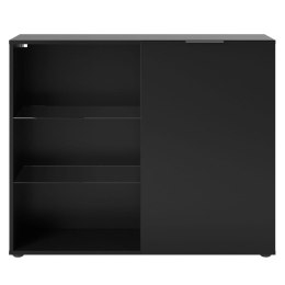 FMD Szafka z 1 drzwiczkami i otwartymi półkami, czarna