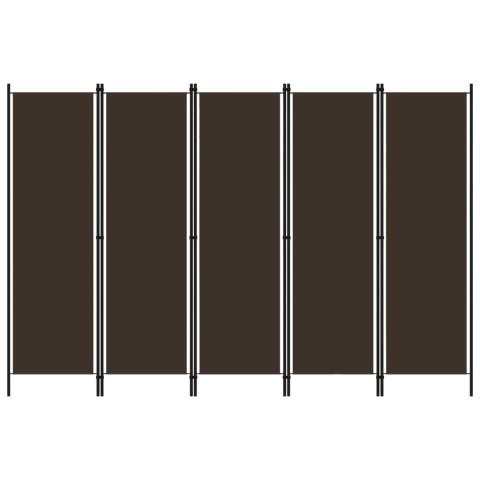 Parawan 5-panelowy, brązowy, 250 x 180 cm
