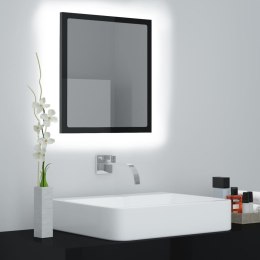 Lustro łazienkowe LED, wysoki połysk, czarne, 40x8,5x37 cm