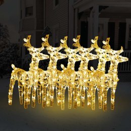 Świąteczne renifery, 6 szt., 240 ciepłych białych LED, akryl