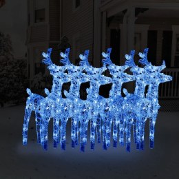Świąteczne renifery, 6 szt., 240 niebieskich LED, akryl