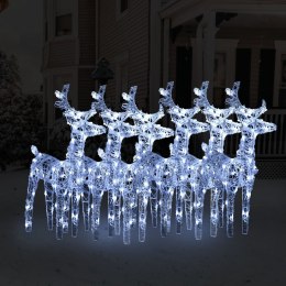 Świąteczne renifery, 6 szt., 240 zimnych białych LED, akryl