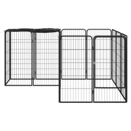 Kojec dla psa, 14 paneli, czarny, 50x100 cm, stal