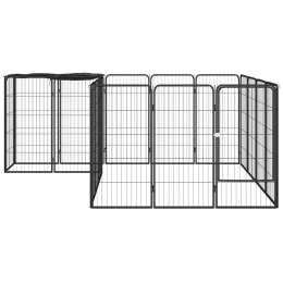 Kojec dla psa, 18 paneli, czarny, 50x100 cm, stal